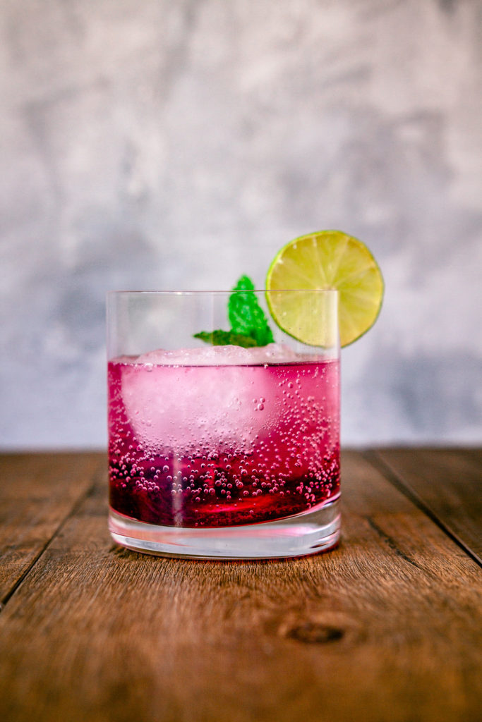 Blueberry gin and tonic