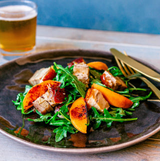 Pork belly and peach salad